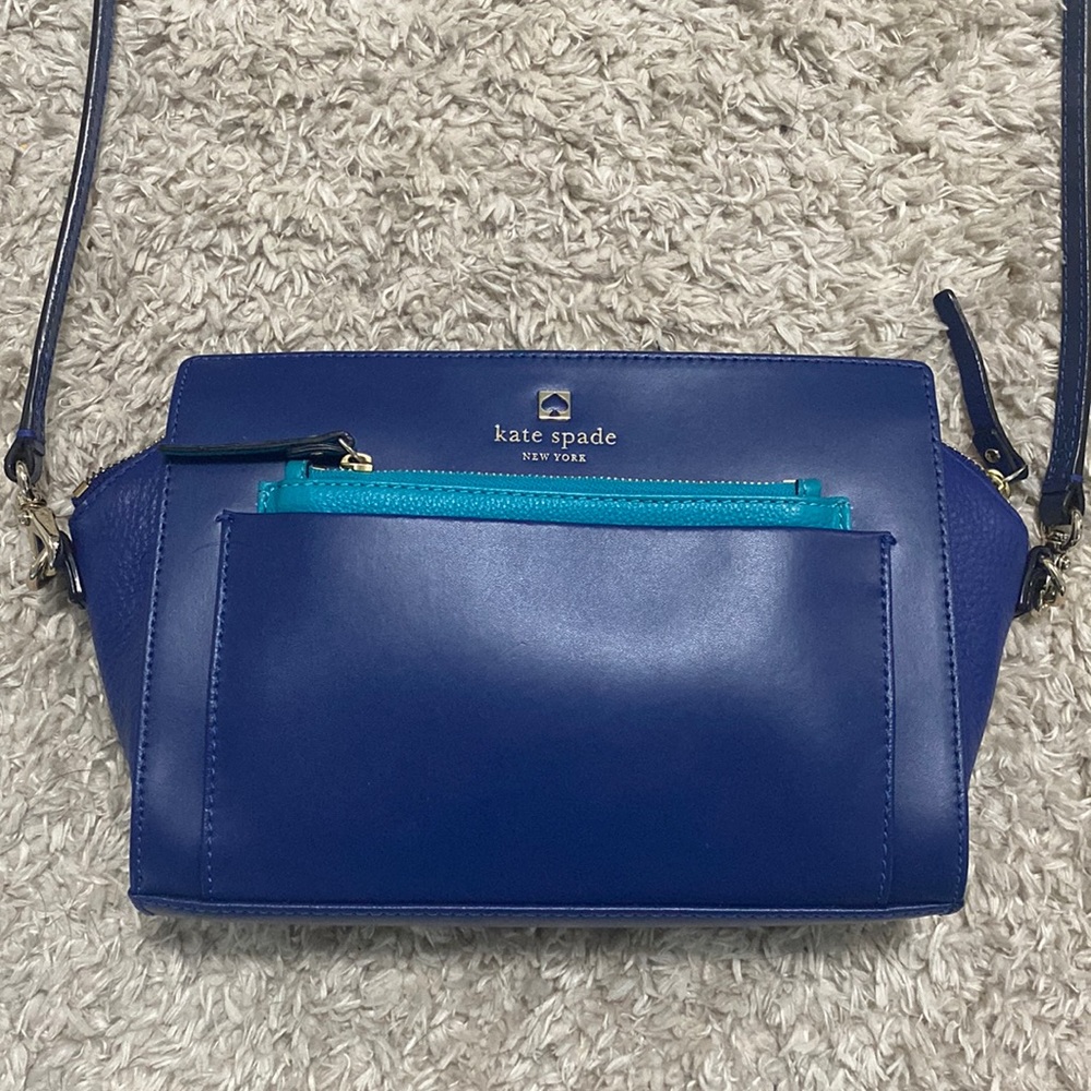 Kate spade New York small color block crossbody handbag cobalt/turquoise